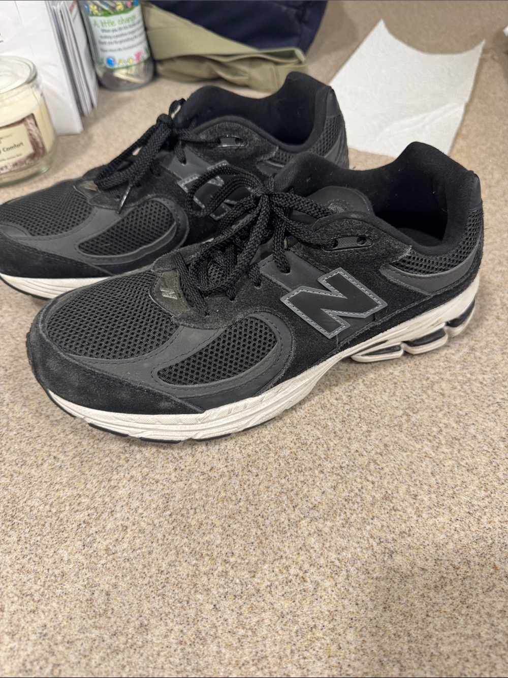 New Balance  Black Mesh & Suede Trainer Sneakers